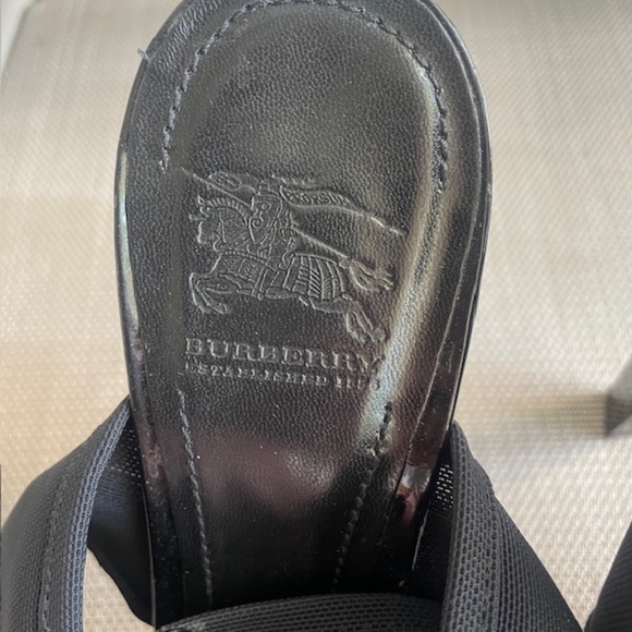 Burberry Black Ankle Wrap Heels Mesh EUC - Picture 5 of 13